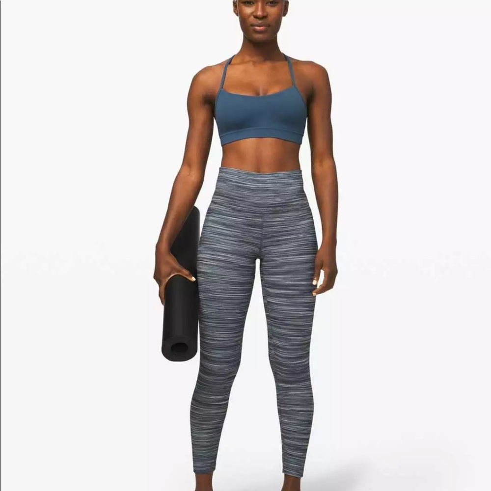 Lululemon Align High Rise 25” Blue Heather Stripe Spacedye Leggings Tights Sz 2